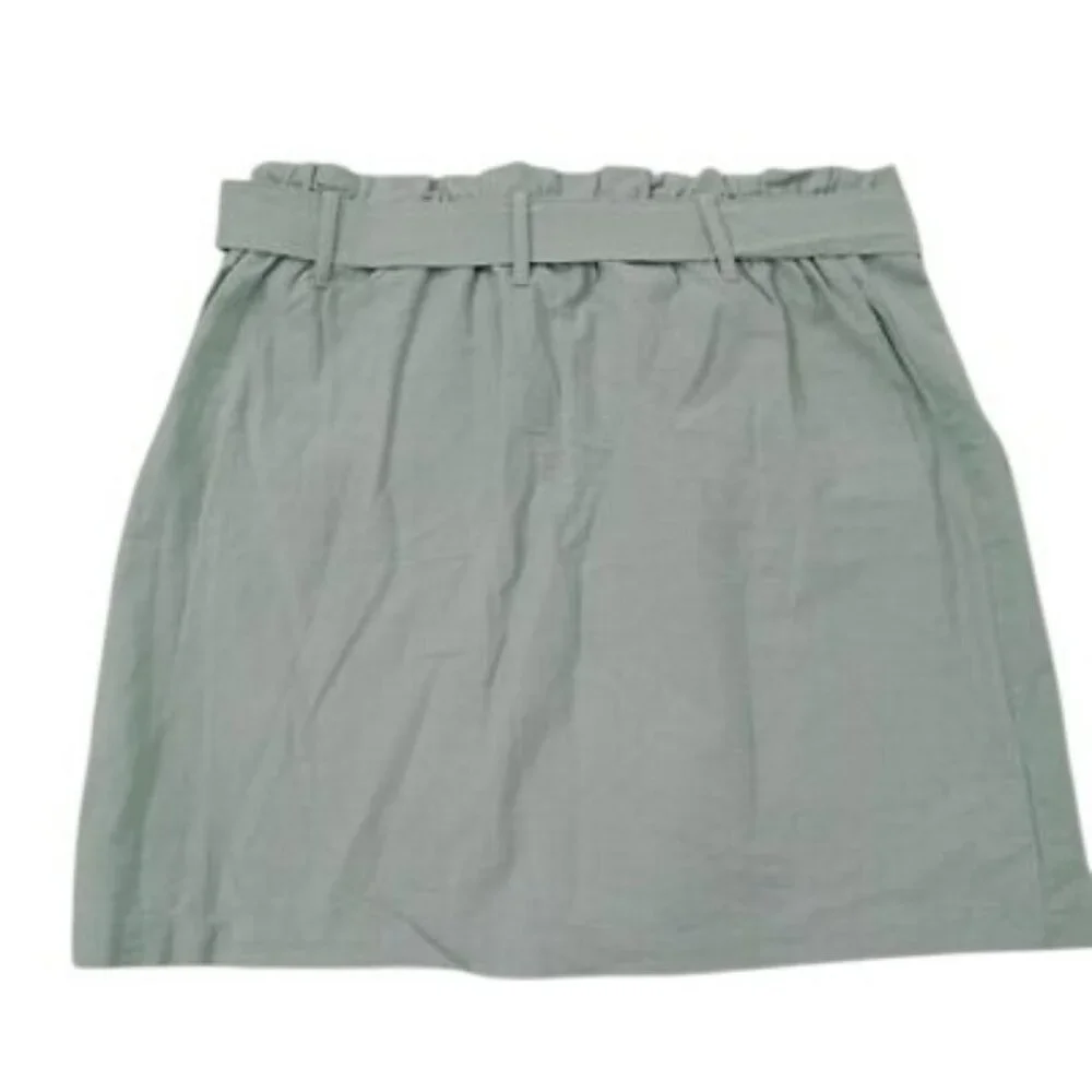 Hesperus Skirt Womens Light Green Cotton With Button Front Pockets Size L Casual